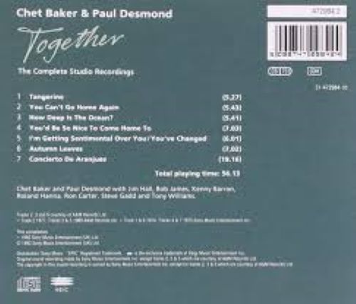 CHET BAKER and PAUL DESMOND - TOGETHER!THE COMPLETE STUDIO RECORDINGS back