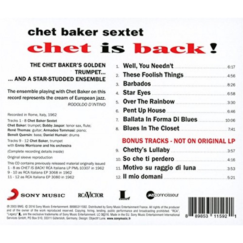 Chet Baker -Chat is back cdrear