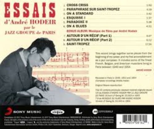 Essais D'André Hodeir - Le Jazz Groupe De Paris back