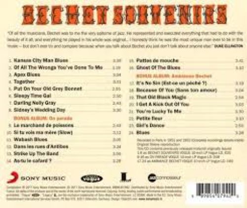 SIDNEY BECHET - BECHET SOUVENIRS back