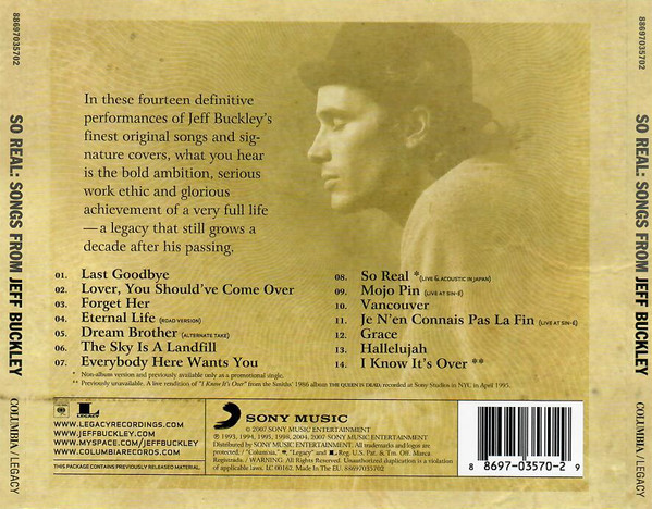 Jeff Buckley – So Real, Songs From Jeff Buckley cdback
