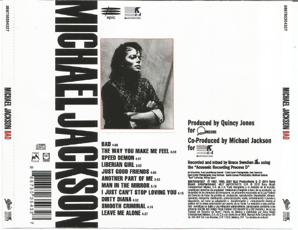 Michael Jackson-Bad ,cd back